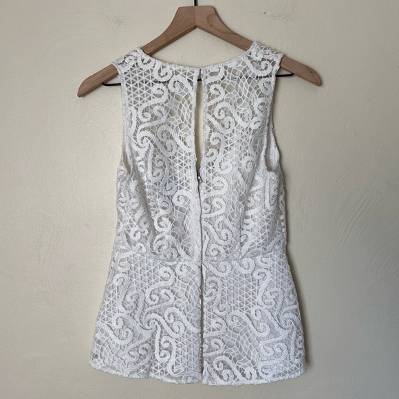 BCBGMAXAZRIA Sleeveless Lace Peplum Top - Picture 3 of 7